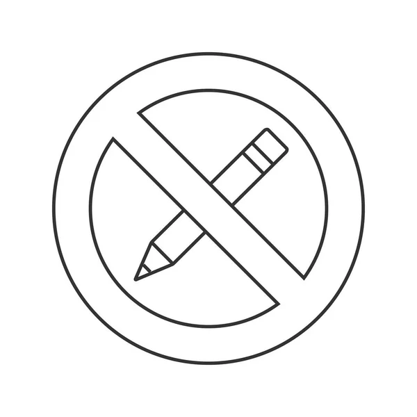 Teken met potlood lineaire pictogram verboden — Stockvector