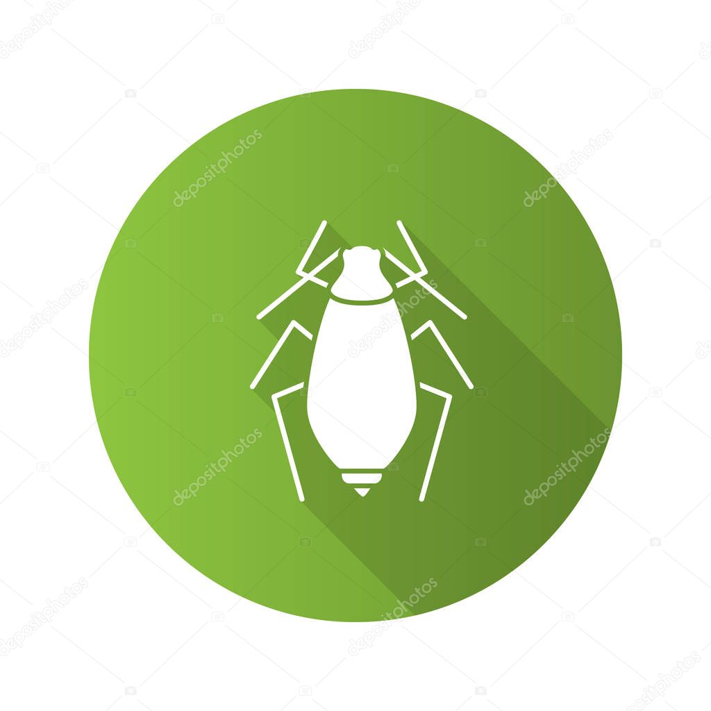 Aphid flat design long shadow glyph icons set. Insect pest. Plant lice. Vector silhouette illustration