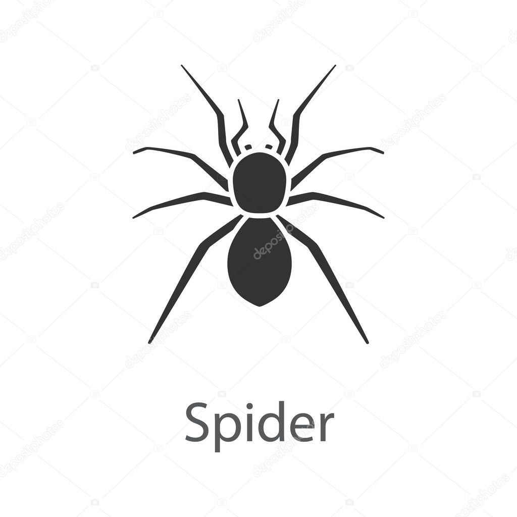 Spider glyph icon. Arachnida. Silhouette symbol. Negative space. Vector isolated illustration
