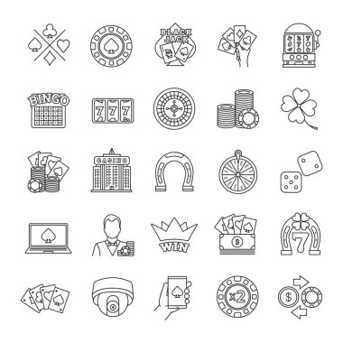 Casino doğrusal Icons set