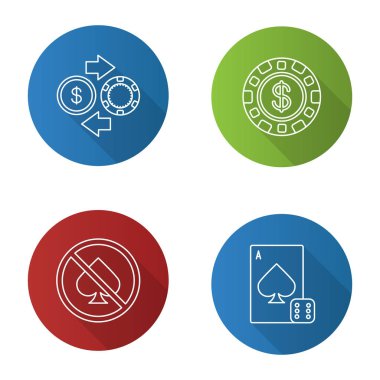Casino düz simgeler kümesi