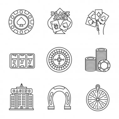 Casino doğrusal Icons set