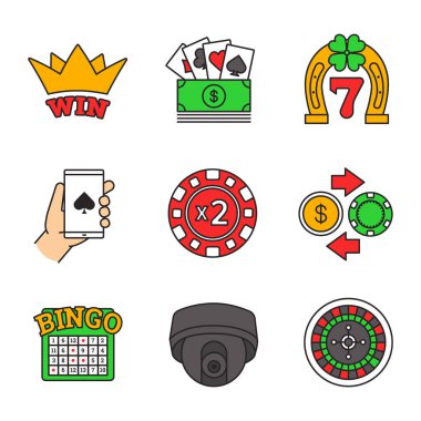 Casino renk Icons set