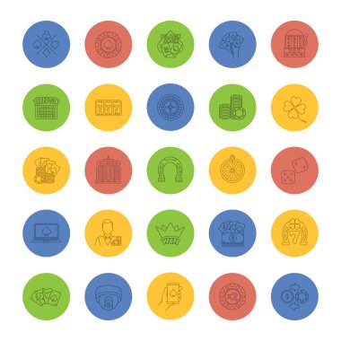 Casino doğrusal Icons set