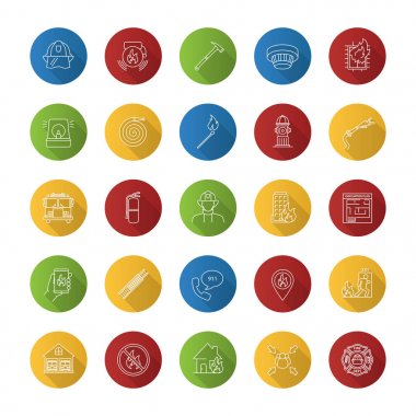 Yangın söndürme düz Icons set