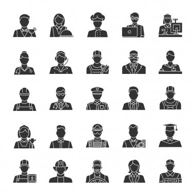Meslekler glif Icons set