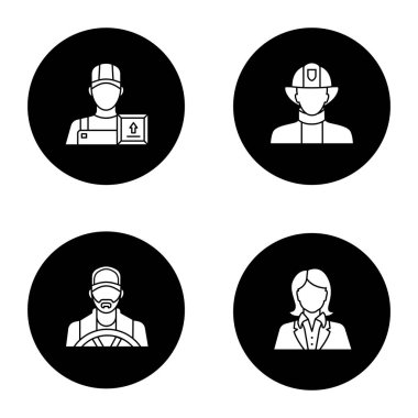 Meslekler glif Icons set