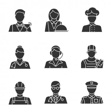 Meslekler glif Icons set