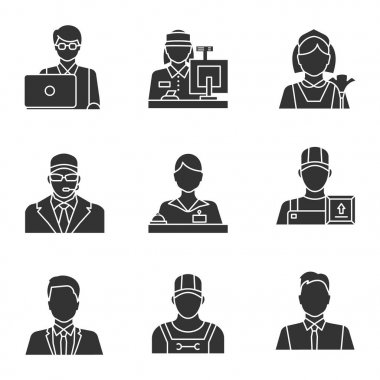 Meslekler glif Icons set