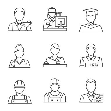 Meslekler doğrusal Icons set