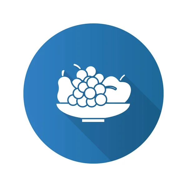 Tigela com ícone de fruta plana —  Vetores de Stock