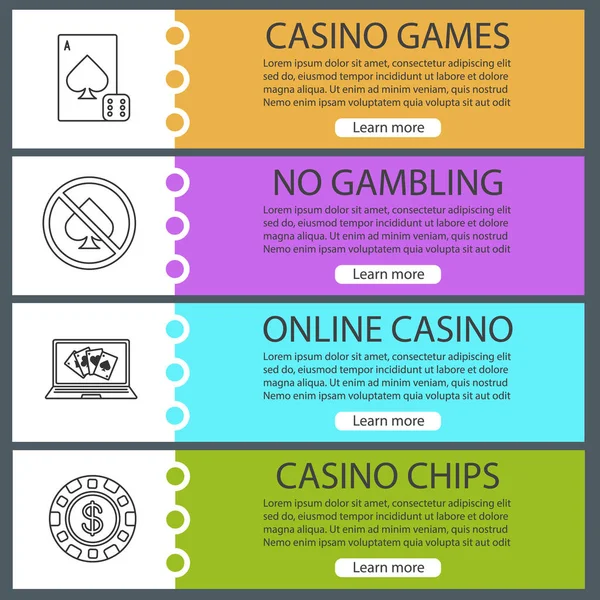 Plantillas de banner web de Casino conjunto — Archivo Imágenes Vectoriales