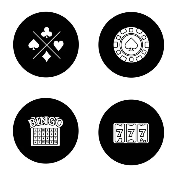 Sada Casino ikony glyfů — Stockový vektor