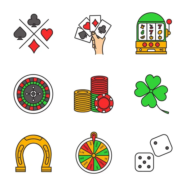 Casino Barva ikony nastavit — Stockový vektor