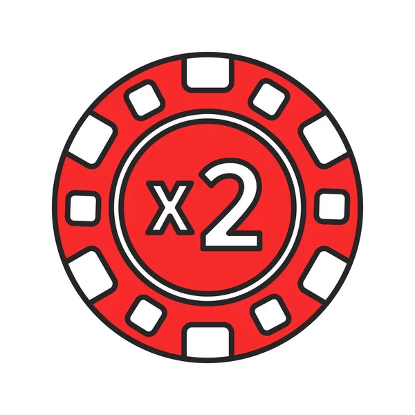 Duplo para baixo ícone de cor chip casino —  Vetores de Stock