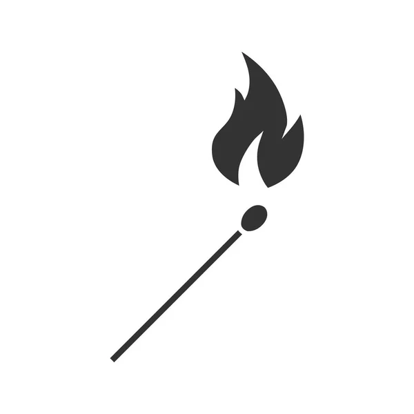 Hořící zápalka glyf ikona — Stockový vektor