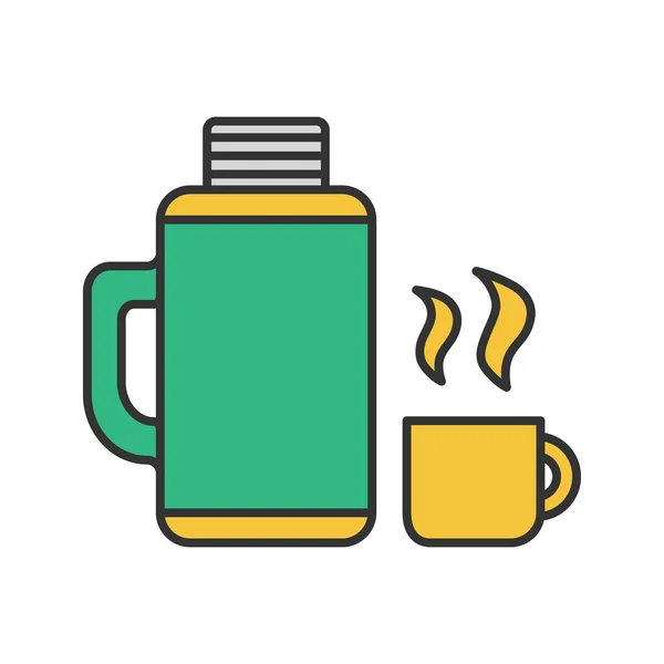 Thermos avec icône de couleur de tasse — Image vectorielle