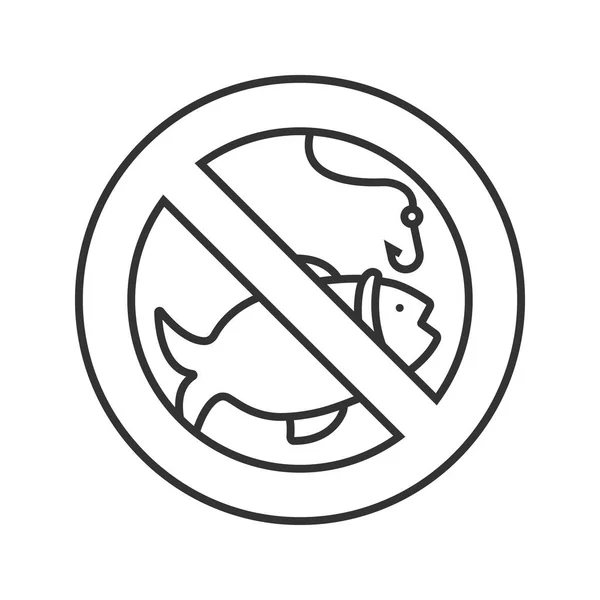 Forbidden sign with fish linear icon — Stock Vector