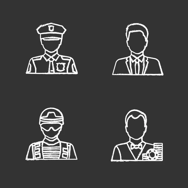 Professions chalk icons set — Stock Vector