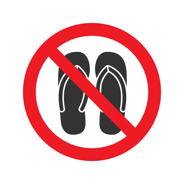 Forbidden sign with slippers icon — Stock Vector