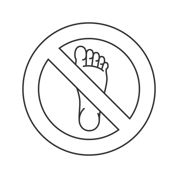 Sinal proibido com ícone de pé nu — Vetor de Stock