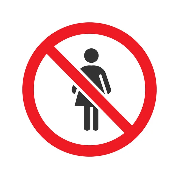 Sinal proibido com ícone silhueta feminina —  Vetores de Stock