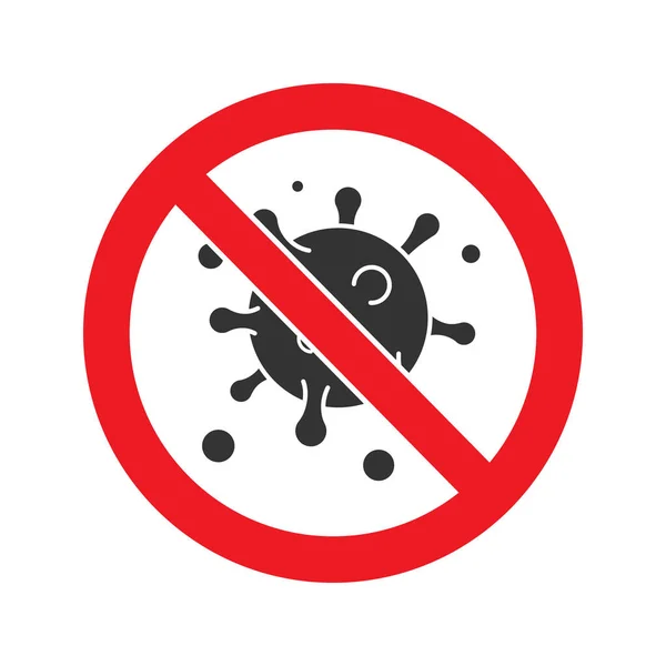 Запретный знак с иконкой вирусной частицы — стоковый вектор