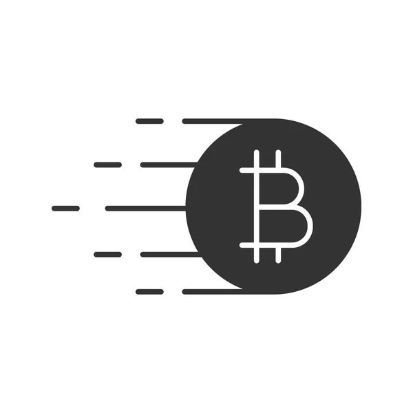Ícone de glifo bitcoin voador —  Vetores de Stock