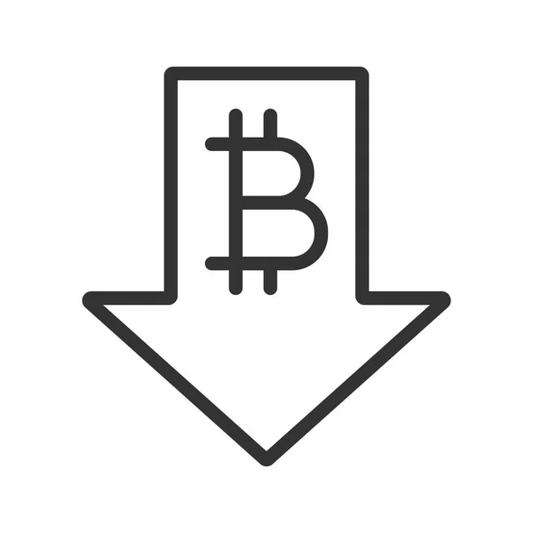Bitcoin taux de chute icône linéaire — Image vectorielle