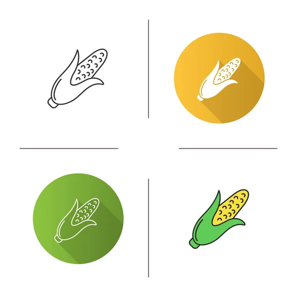 Kukorica Ikonok Elszigetelt Fehér Background — Stock Vector