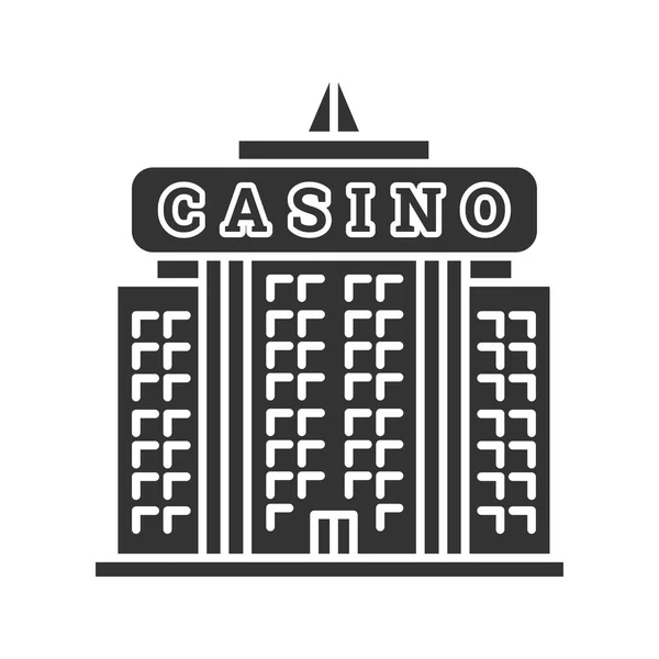 Casino Gebouw Glyph Pictogram Geïsoleerd Witte Achtergrond — Stockvector