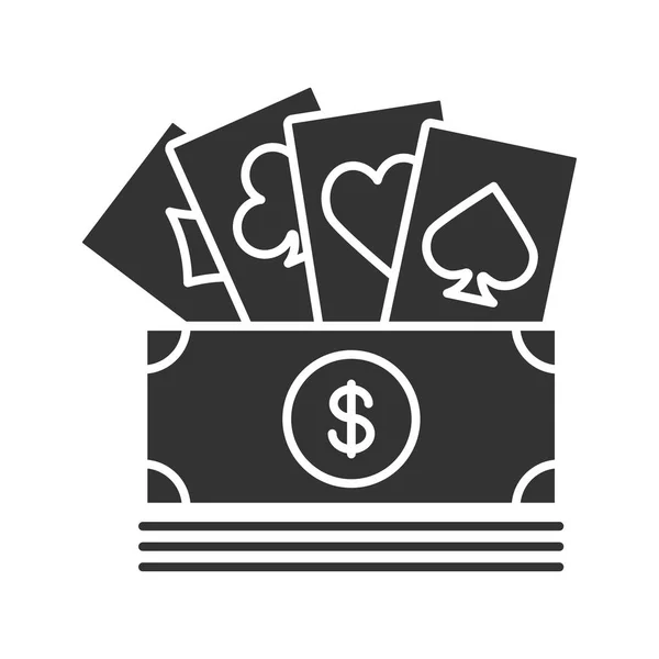 带纸牌的现金在白色背景上被隔离的标志符号图标 — 图库矢量图片