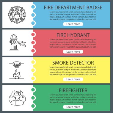 Yangın söndürme Web sitesi renk menü öğeleri ile doğrusal kutsal kişilerin resmi