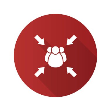 Acil tahliye toplanma noktasına kırmızı zemin üzerine düz tasarım