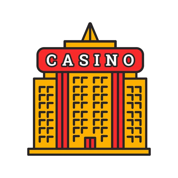 Ícone Cor Edifício Casino Isolado Fundo Branco — Vetor de Stock