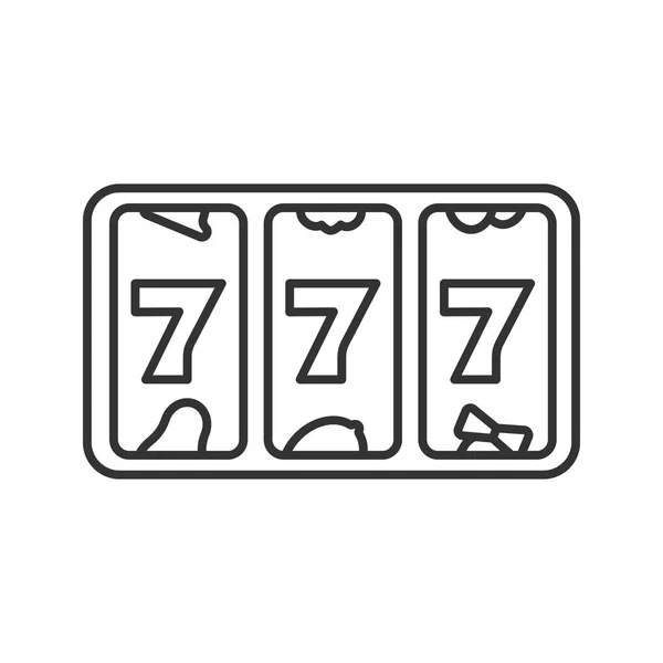 Slotmachine Met Drie Zevens Lineaire Pictogram Geïsoleerd Witte Achtergrond — Stockvector