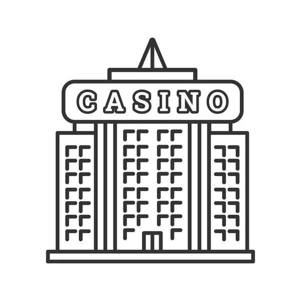 Casino Gebouw Lineaire Pictogram Geïsoleerd Witte Achtergrond — Stockvector