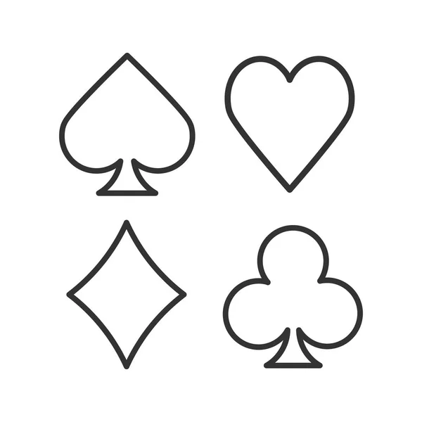 Suits Playing Cards Linear Icon White Background — Stock Vector