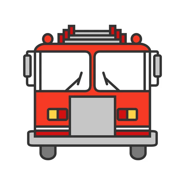 白い背景にある消防トラック色アイコン — ストックベクタ