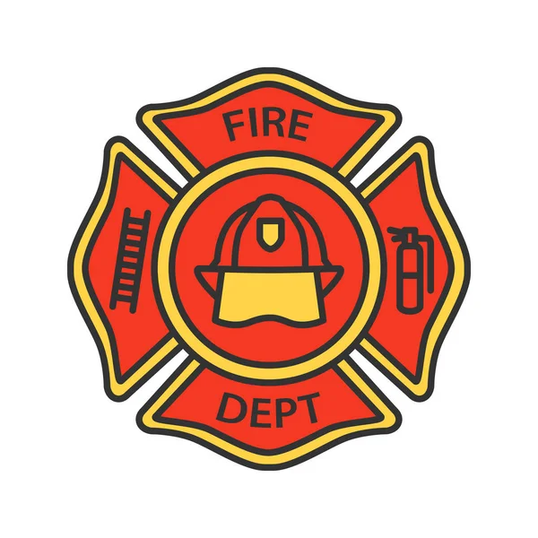 Fire Department Badge Color Icon White Background — Stock Vector