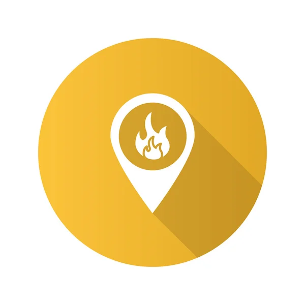 Χάρτης Pinpoint Φλόγα Μέσα Επίπεδη Σχεδίαση Κίτρινο Φόντο — Διανυσματικό Αρχείο