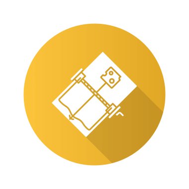 Fare kapanı düz tasarım gölge glif simgesi, vektör siluet resimde Sarı zemin üzerine