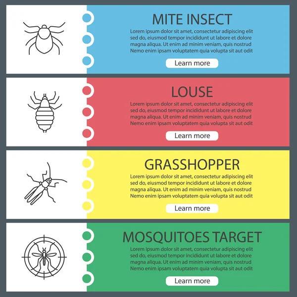 Set Pest Control Web Banner Templates Vector Colourful Illustration — Stock Vector