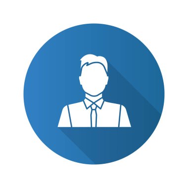 Office alt düz tasarım uzun gölge glif simgesini mavi arka plan