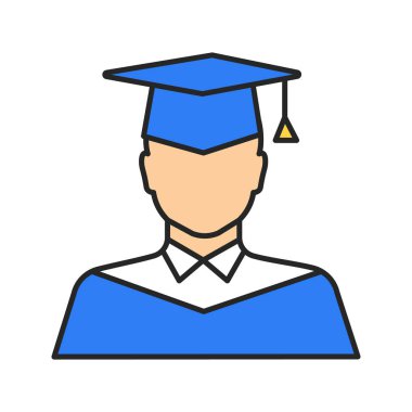 Yüksek lisans öğrencisi renk simgesi beyaz arka plan üzerinde izole