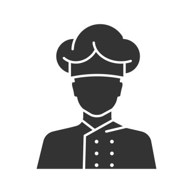 Şef Aşçı glif simgesi beyaz arka plan üzerinde izole