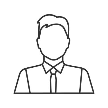 Office çalışan doğrusal simgesini, beyaz arka plan üzerinde vektör kontur çizim