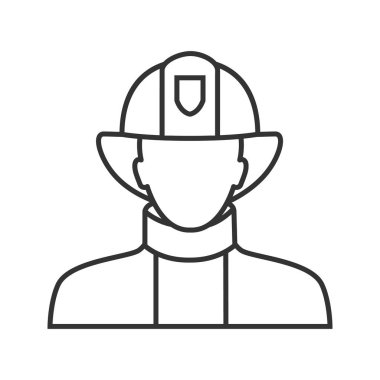 İtfaiyeci doğrusal simgesi, beyaz arka plan üzerinde vektör kontur çizim