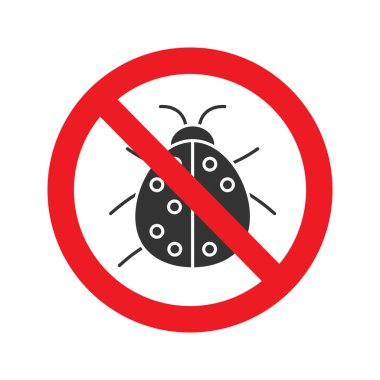 Uğur böceği glyphcolor simgesi beyaz arka plan üzerinde izole işareti yasak