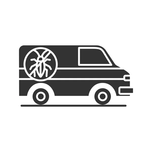 Sterminatore Mini Bus Auto Icona Glifo Isolato Sfondo Bianco — Vettoriale Stock